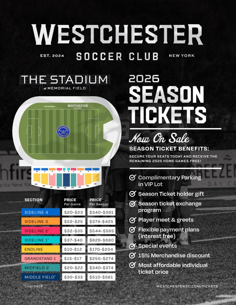 2026 Season Ticket Graphic for Westchester SC