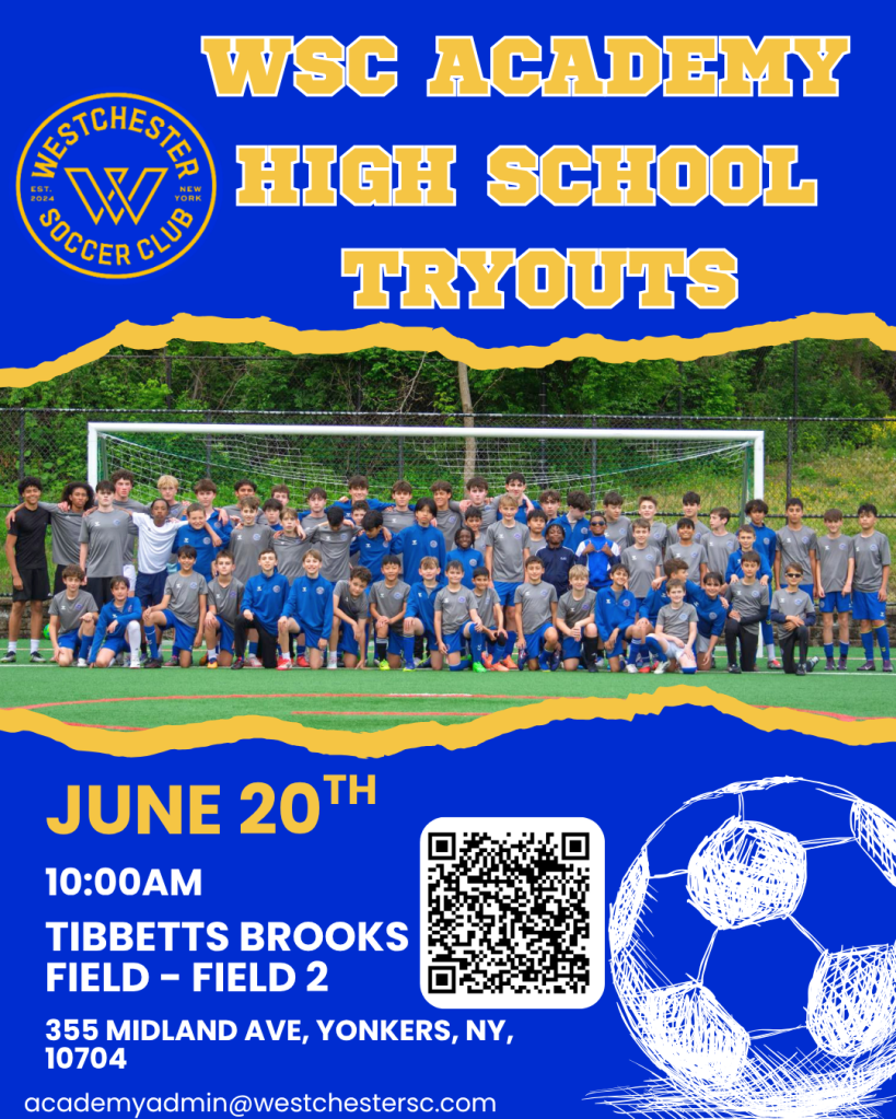 June 20th Westchester SC Academy Tryout Registration Link